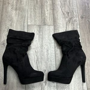 Shoe dazzle Suede Black High Heeled Women Booties Size 9